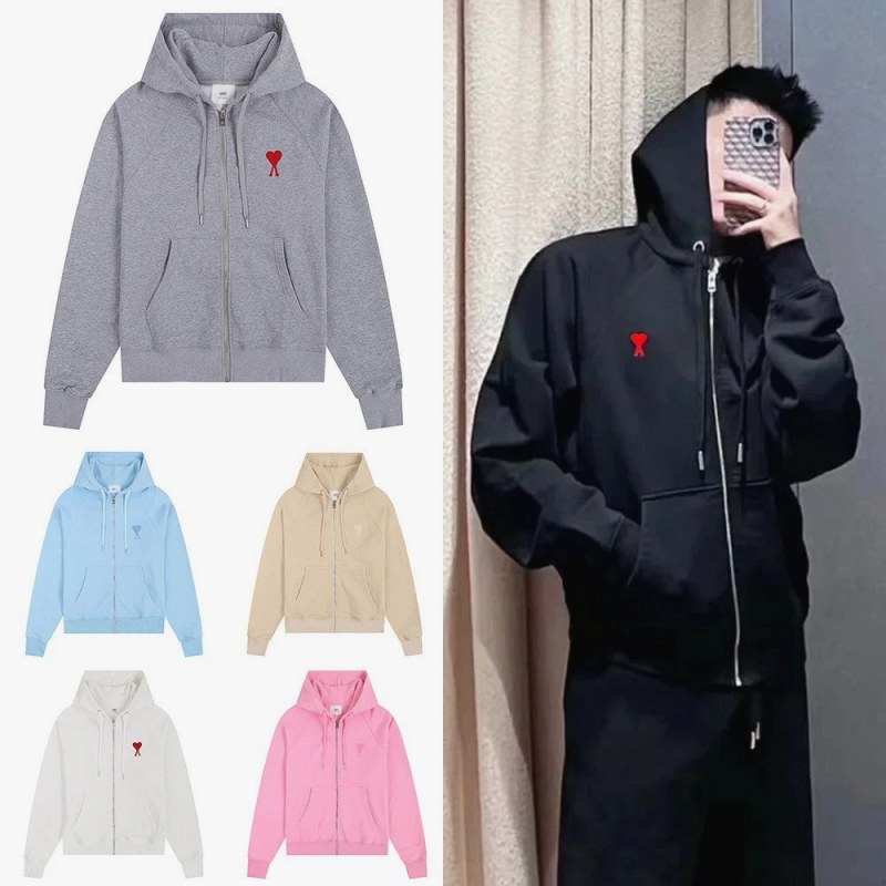 Ami Paris Heart-Print Zipper Hoodie Review: 350–400g Loopback, 46 Variants, and a Heart Motif We Put Under a Loupe